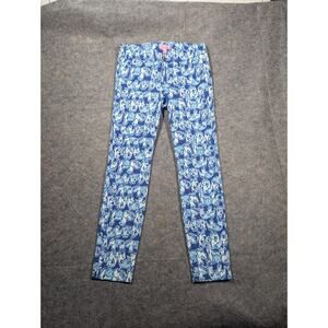 Lilly Pulitzer Pants Womens 0 Blue Elephant Get Trunky Kelly Skinny Ankle white